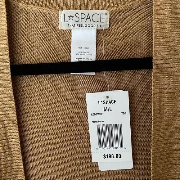 LSpace Azores Duster in Toffee Tan brown cardigan tie knit Revolve M/L $198 - Picture 9 of 16